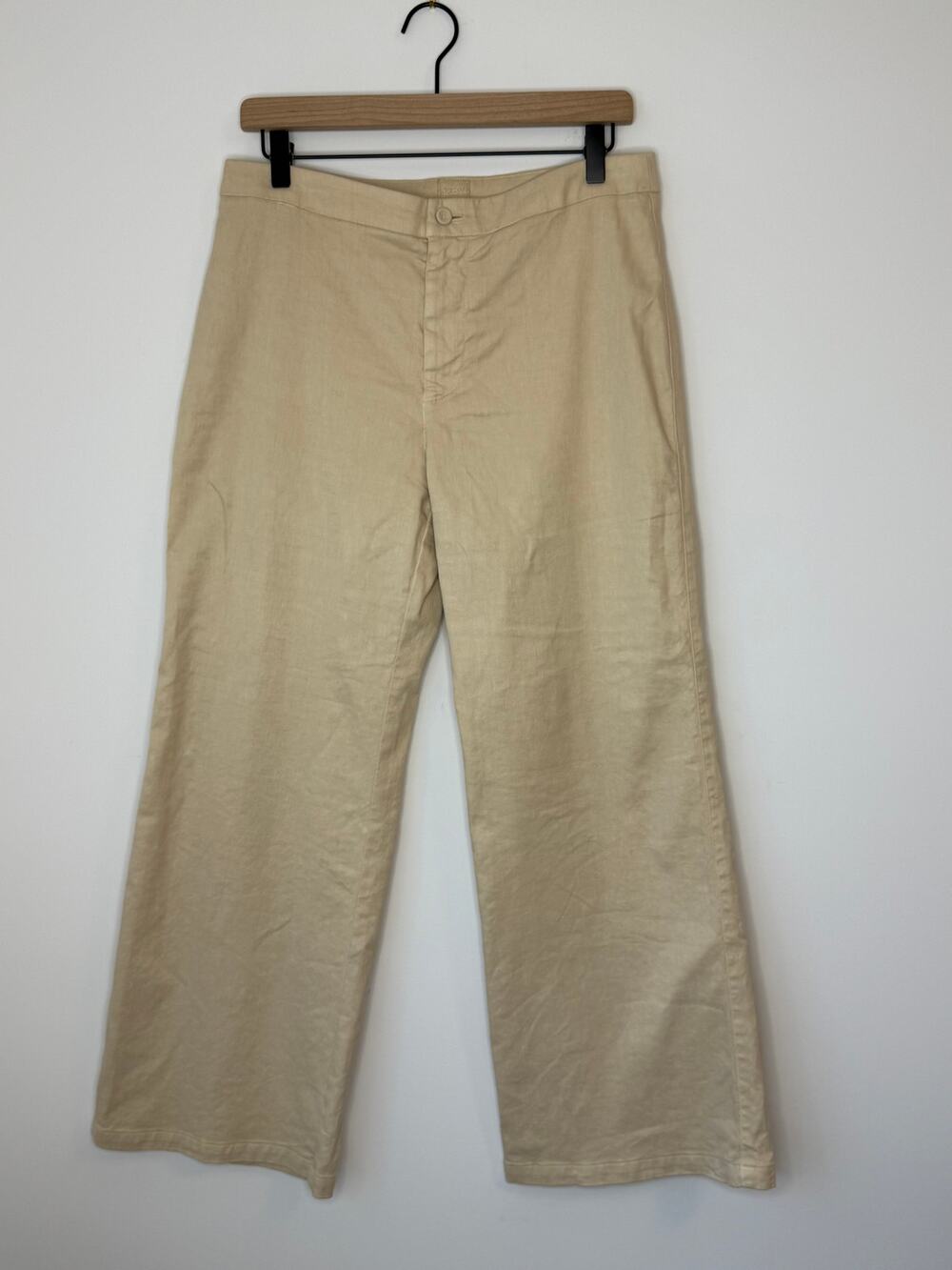 120% Lino Italy Wide Leg Linen Pants Natural Beige